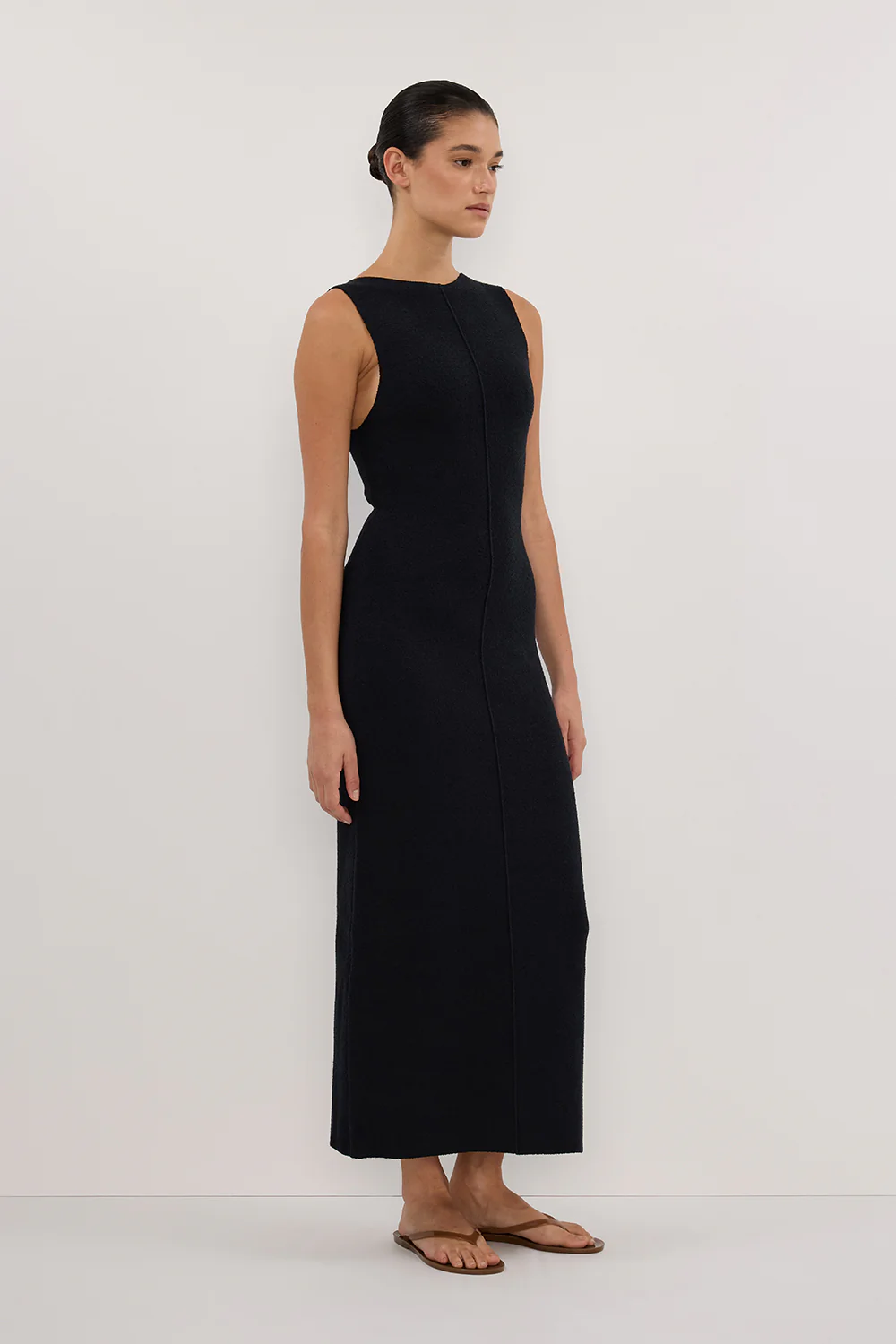 OWEN BLACK CREPE KNIT MIDI DRESS - Image 3