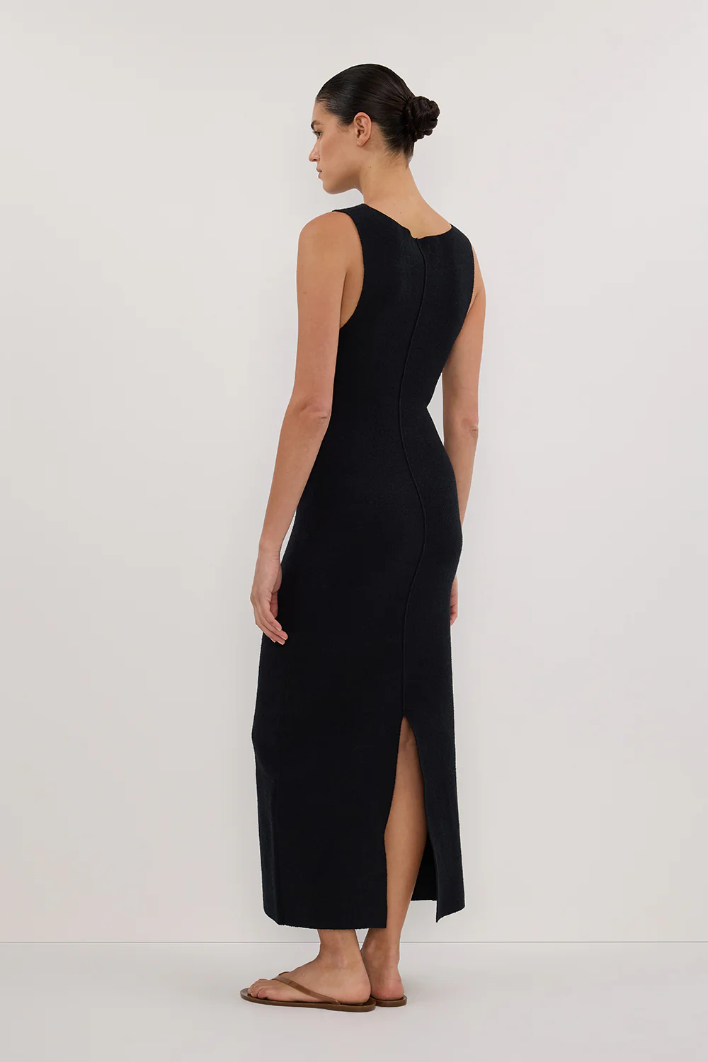 OWEN BLACK CREPE KNIT MIDI DRESS - Image 4