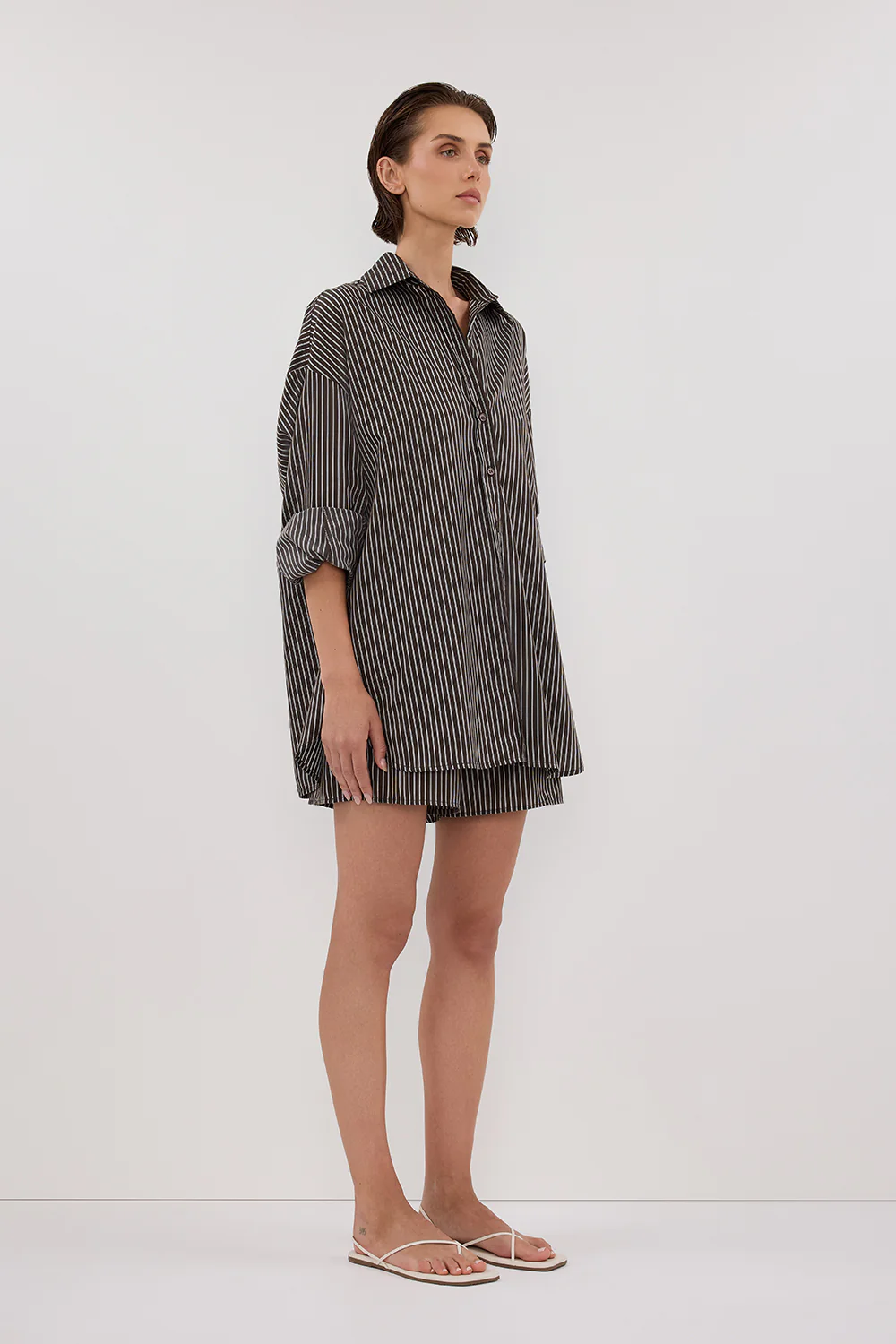 PALMA BITTER CHOC OVERSIZED SILK BLEND SHIRT - Image 3