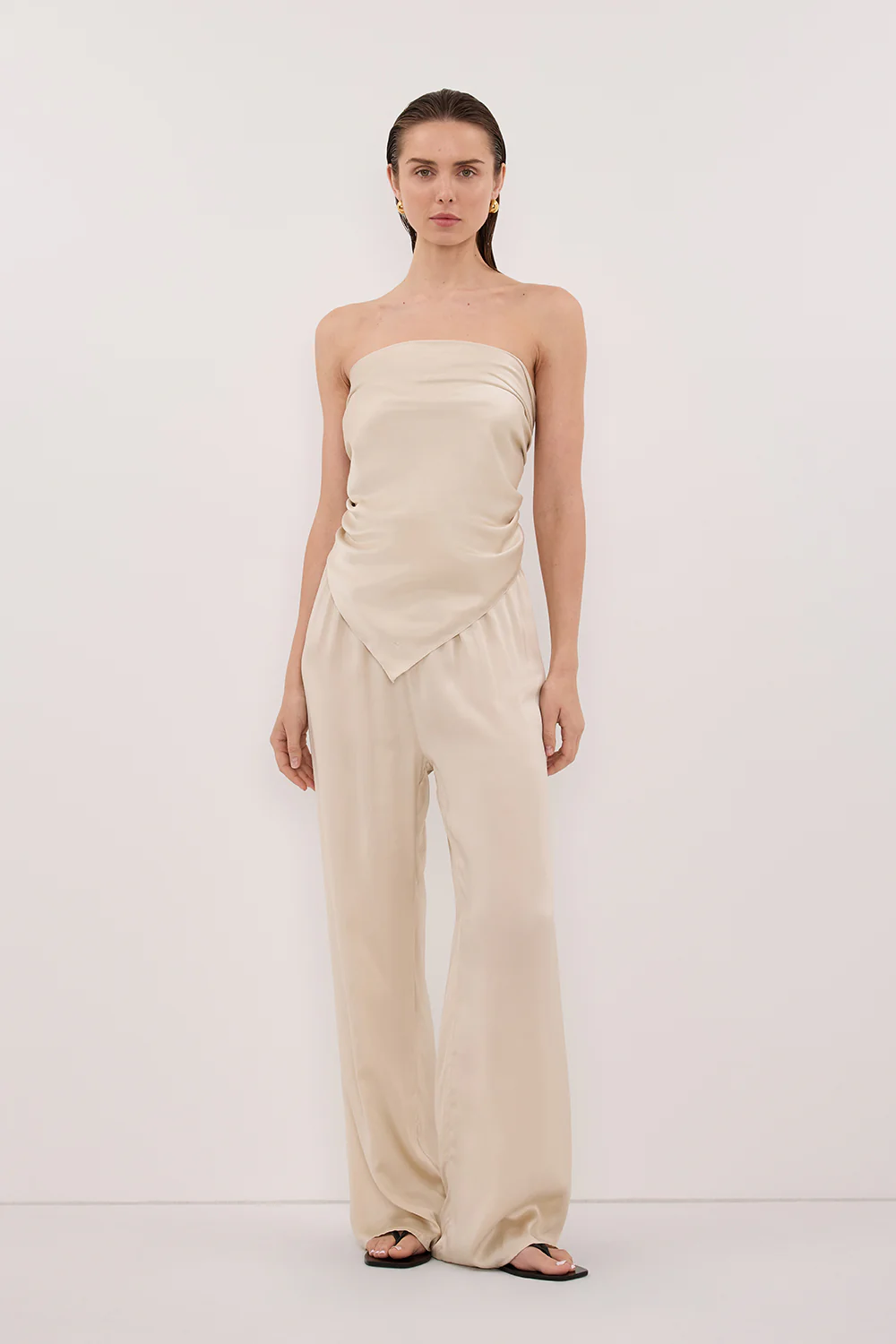 PERCY SANDSTONE SILK SCARF TOP