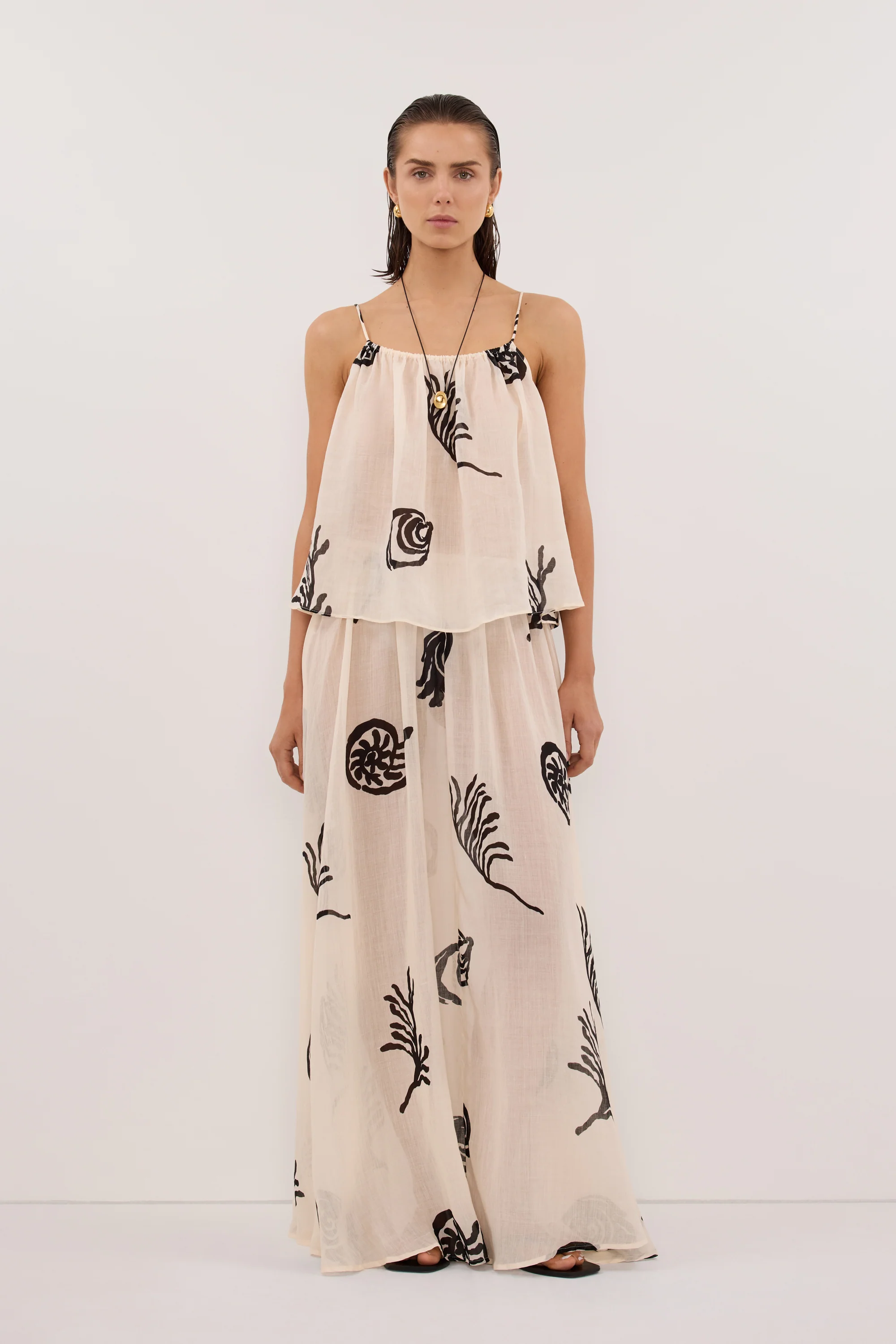 POSITANO SANDSTONE RAMIE MIDI SKIRT