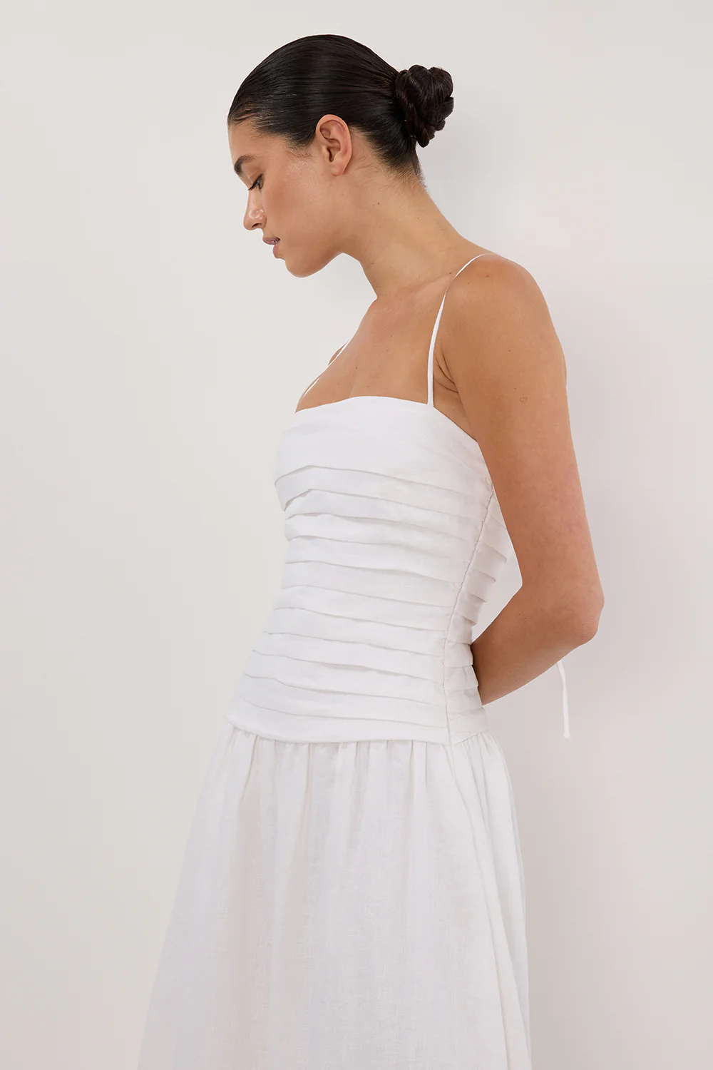 REECE WHITE LINEN MIDI DRESS - Image 2