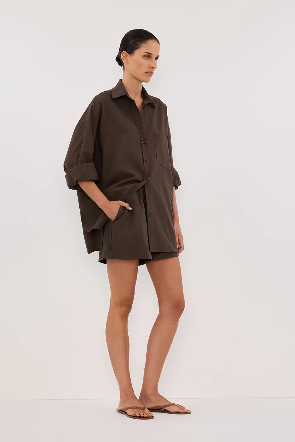 RHEA BITTER CHOC COTTON SHORT - Image 3