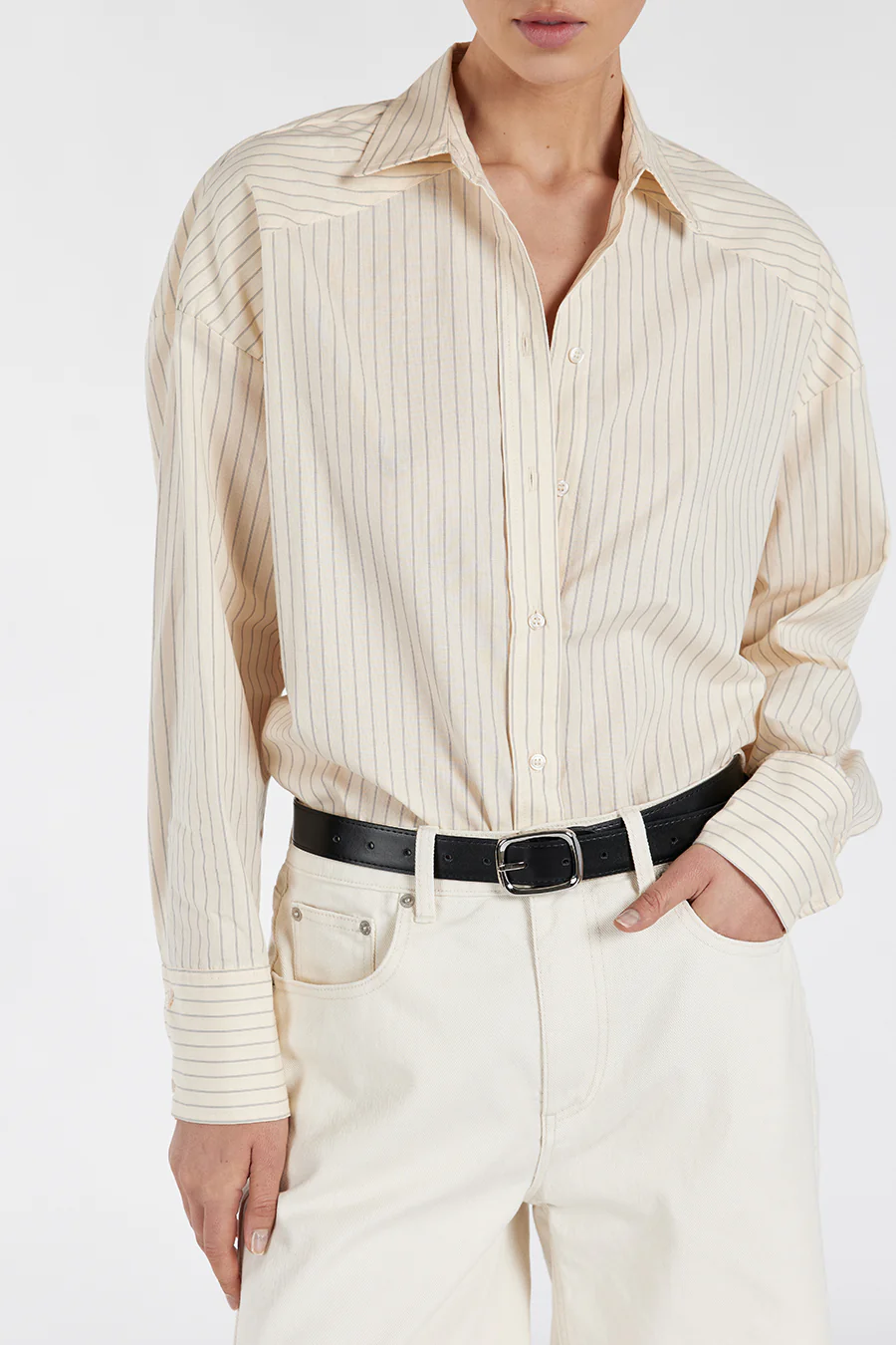 RILEY CREAM COTTON STRIPE SHIRT - Image 5