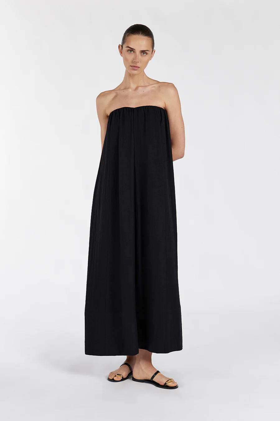 SHANIYA BLACK STRAPLESS MIDI DRESS - Image 5