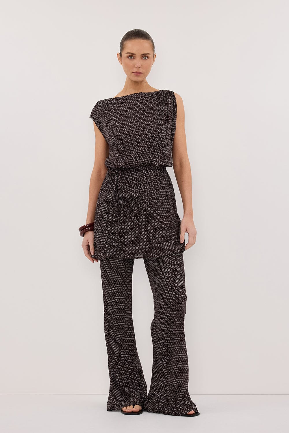 TIA CHOC MICRO CHECK BIAS PANT - Image 6