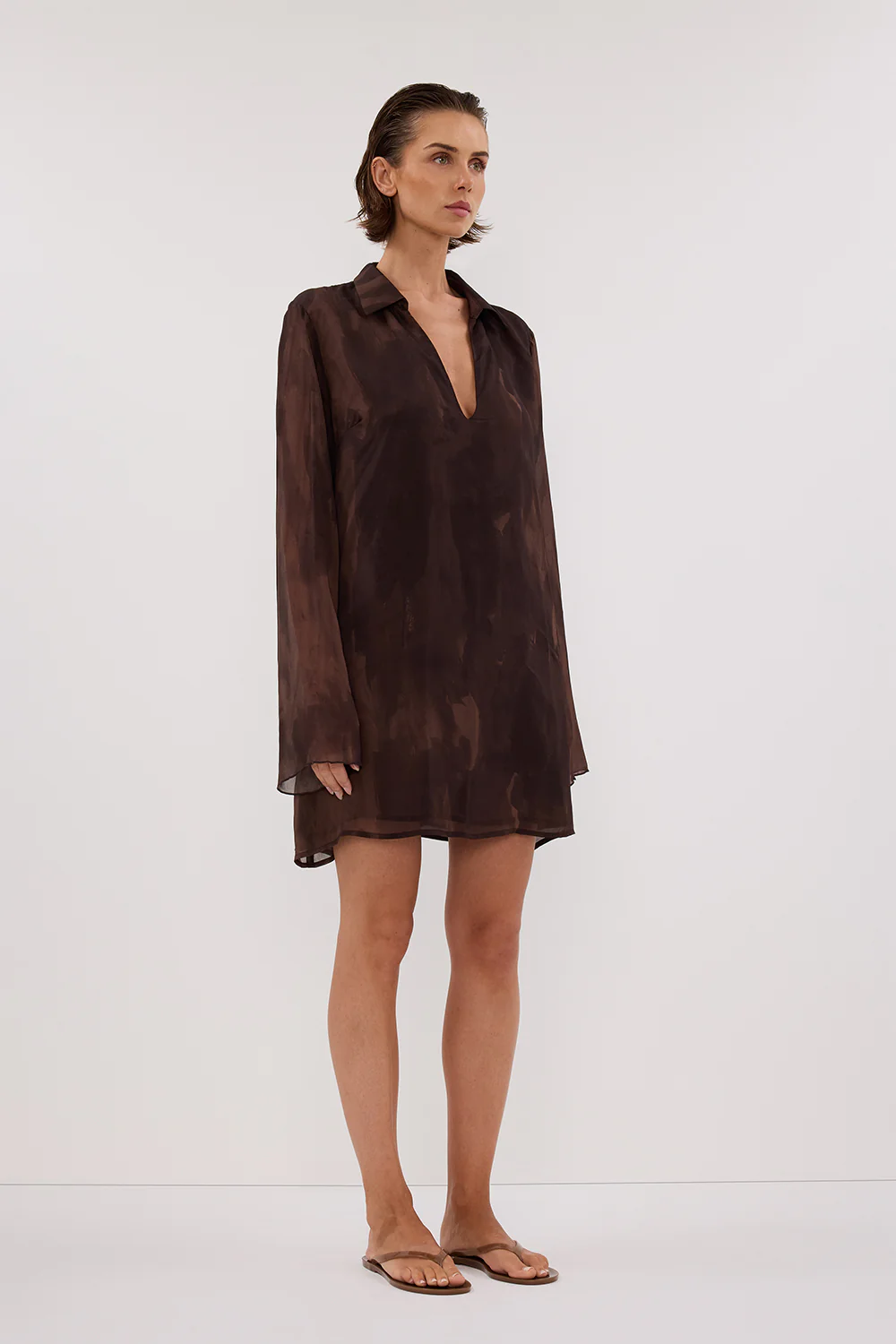 WILLOW CHOC LONG SLEEVE MINI DRESS - Image 3