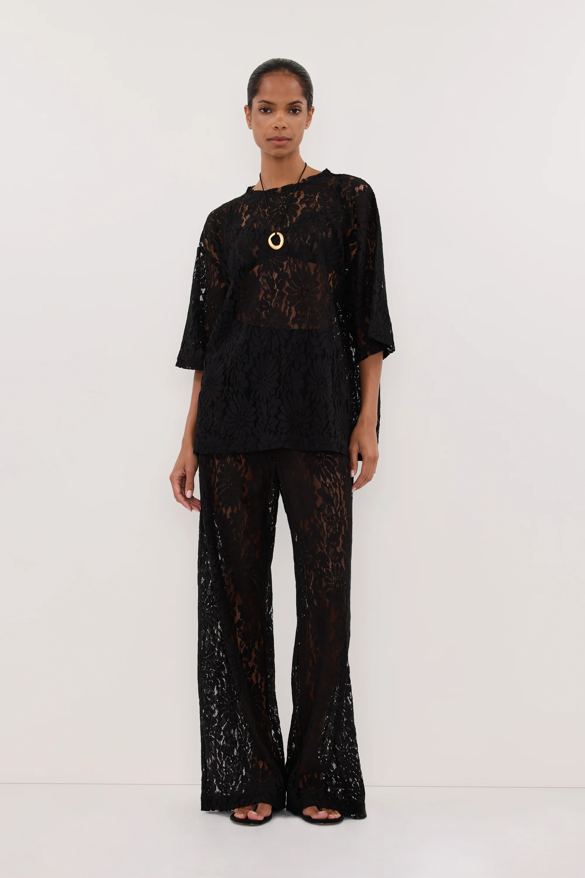WILMA BLACK LACE TEE