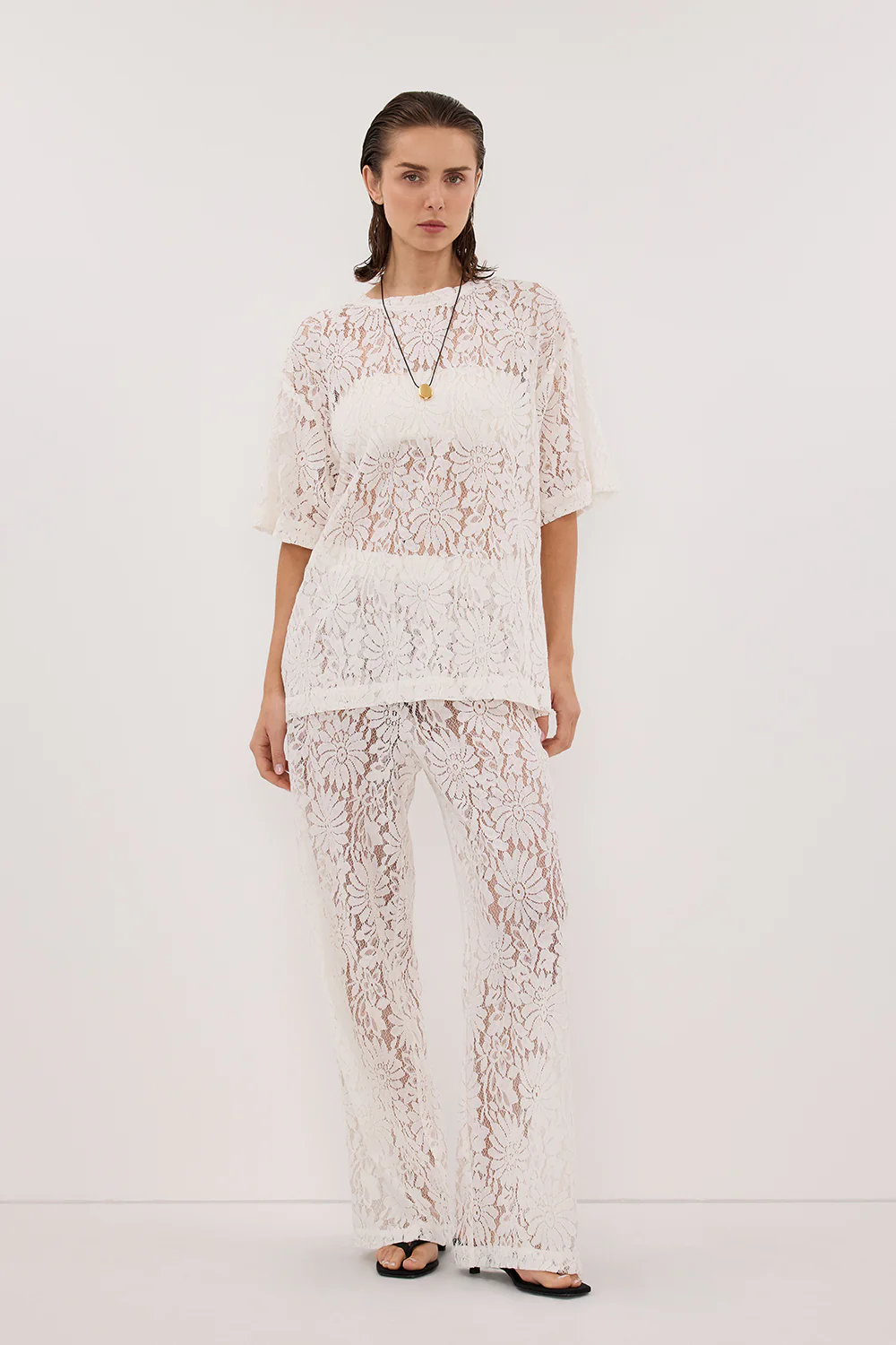 WILMA WHITE LACE PANT