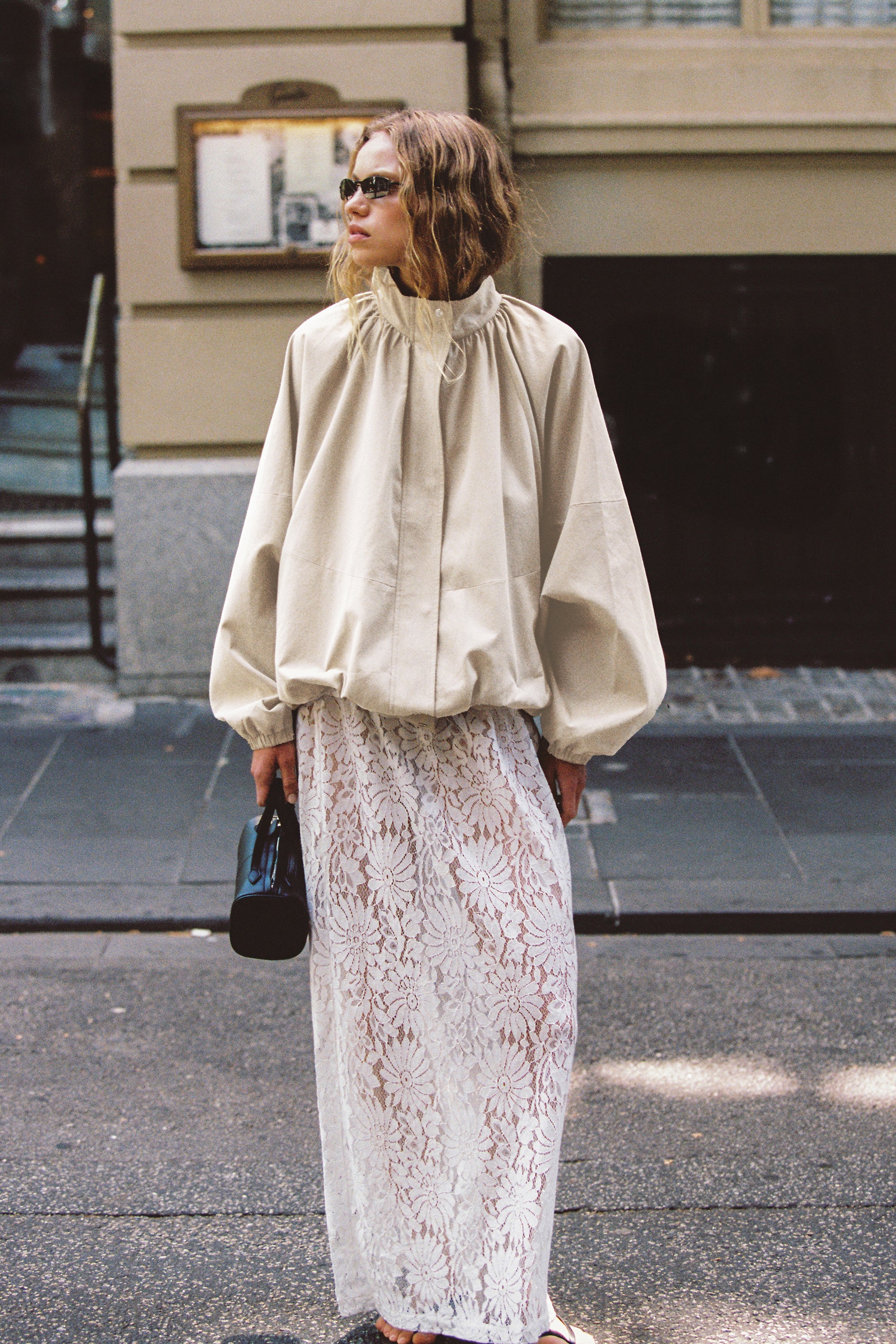 WILMA WHITE LACE MIDI SKIRT