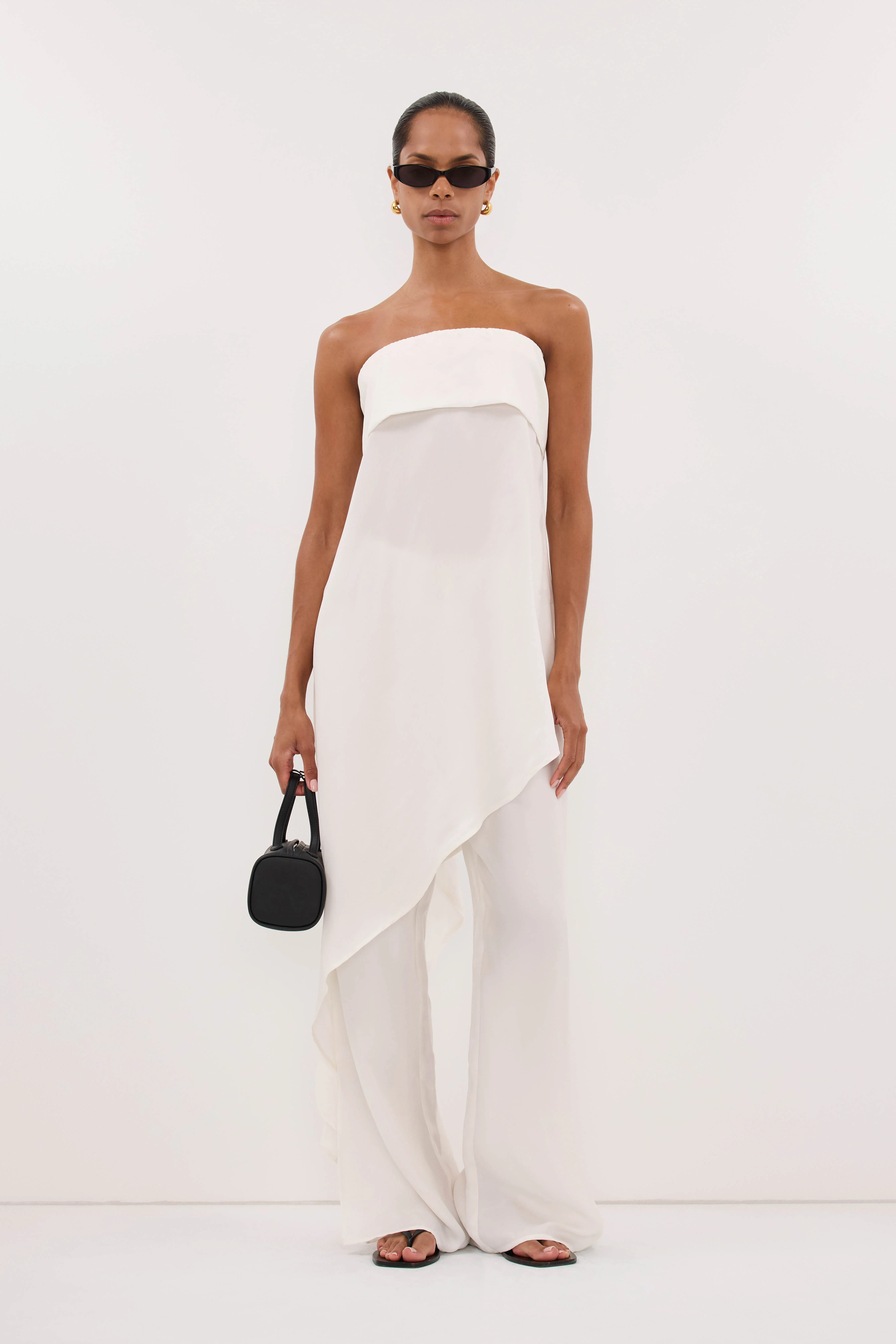 XENA WHITE CUPRO SIDE SPLIT PANT
